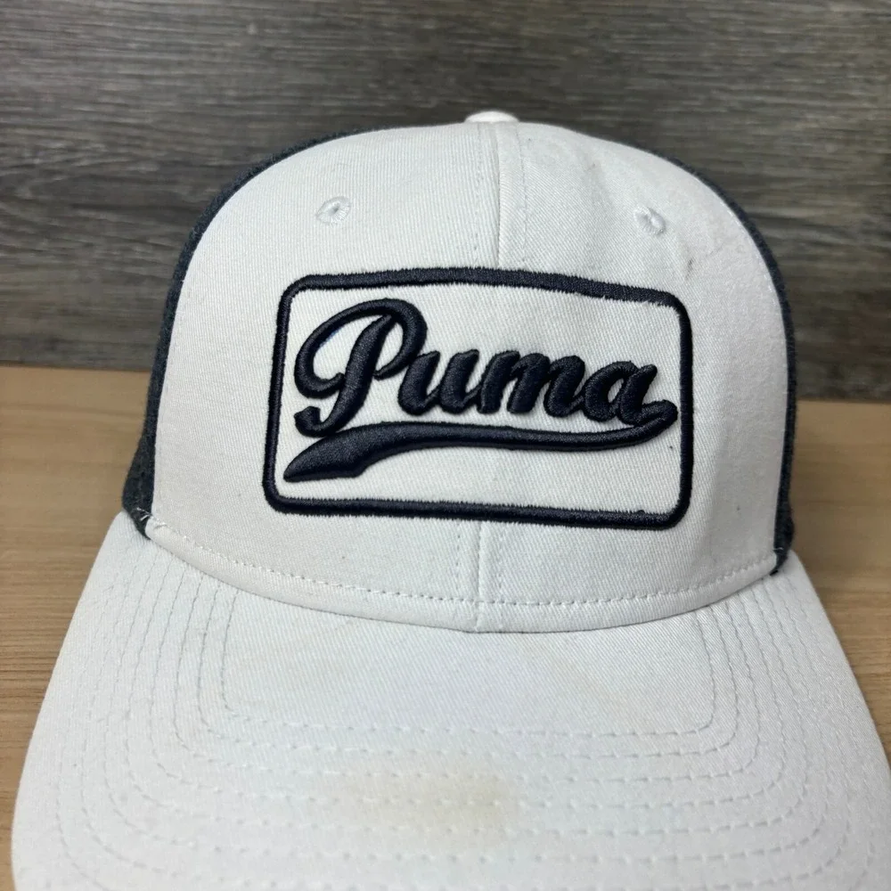 Puma Hat Cap Strap Back White Gray Golf Athletic Dry Cell Adjustable‎ Mens